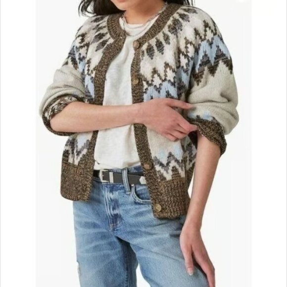 Lucky Brand Fair Isle Cardigan Sweater - Picture 1 of 14